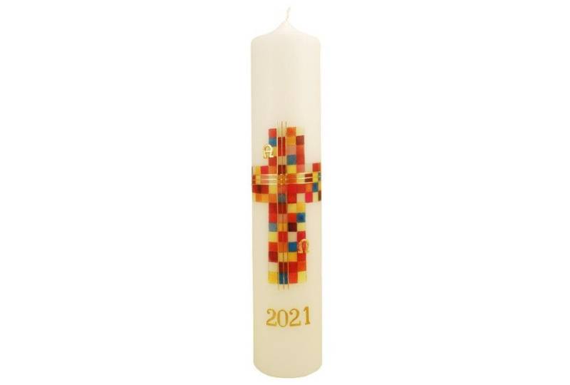 Stumpenkerze Kerze Buntes Kreuz 2021 von OTTO