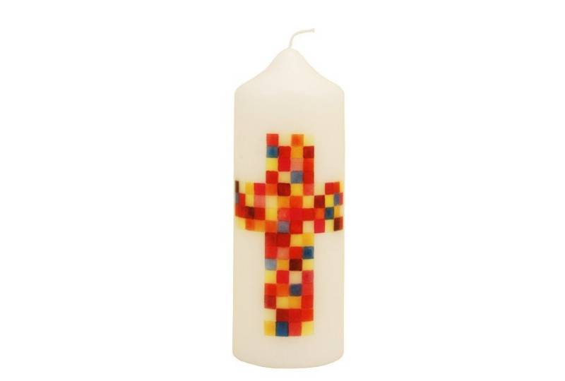 Stumpenkerze Kerze Kreuz bunt von OTTO
