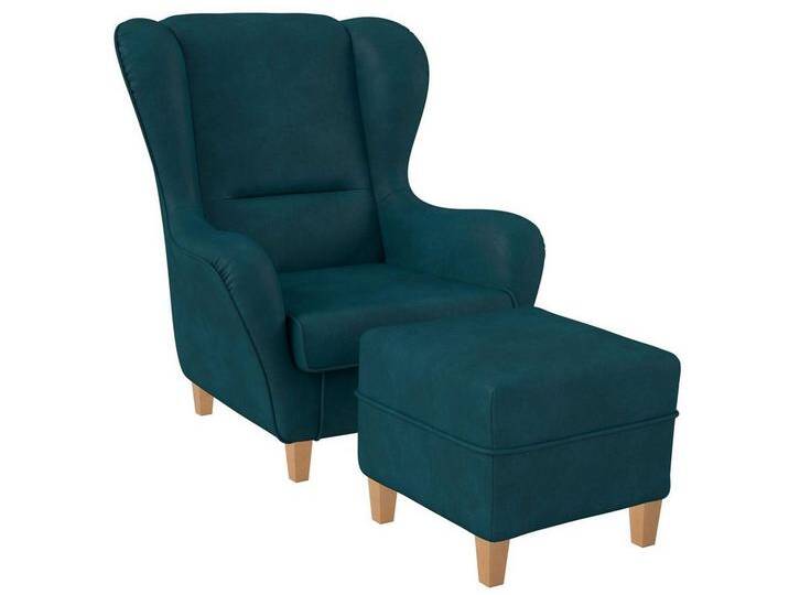 Supellex Ohrensessel Sofia, Relaxsessel mit Hocker, Design Milano Ozeanblau, braun von OTTO