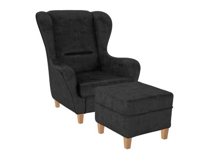 Supellex Ohrensessel Sofia Relaxsessel mit Hocker Kunstleder Texas Anthrazit, braun von OTTO