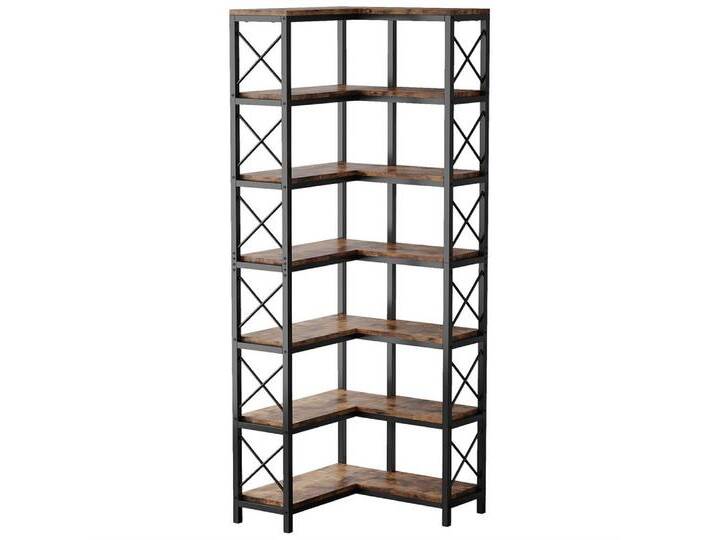 Sweiko Bücherregal mit 7 Regale, Eckregal,hohes Bücherregal,bodenstehendes, braun, Braun von OTTO