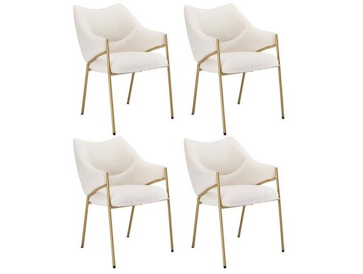 Sweiko Esszimmerstuhl Loungesessel mit Verdicktes Sitzkissen (Sofastuhl aus Lamm Plüsch Stoff, 4 St), weiß, weiß, 4 St., weiß von OTTO