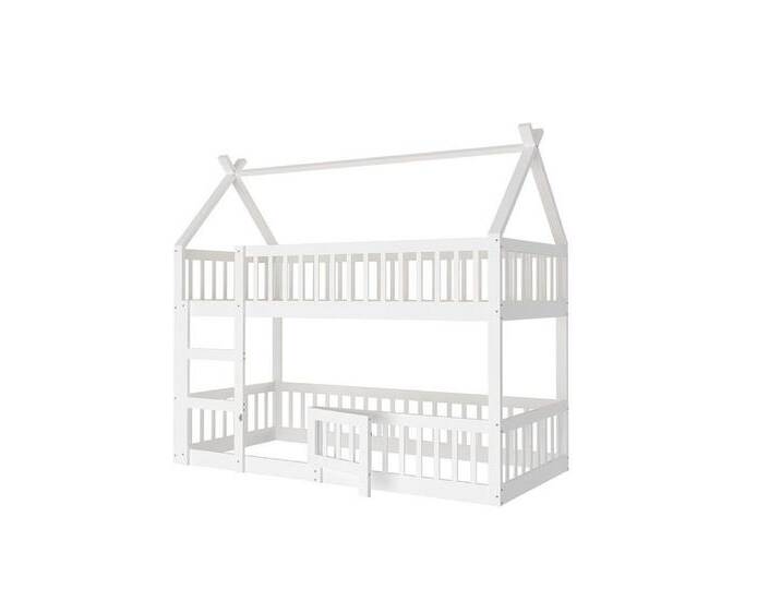 Sweiko Etagenbett Kinder-Familienbett mit Treppe, (Loft Design, Massivholz-Etagenbett-Rahmen), 90*200cm,Weiß, Weiß von OTTO