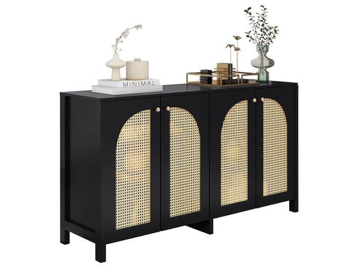 Sweiko Sideboard Küchenschrank Modernes Anrichte im minimalistischen (Stil 4-Rattantür Metallgriff einfaches Buffetschrank Metallgriff einfaches, 1 St., Buffetschrank für Esszimmer, Wohnzimmer, Küche) von OTTO