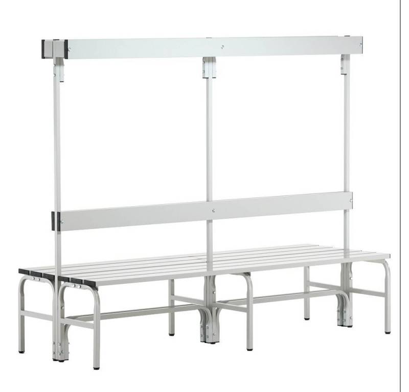 Sypro Sitzbank Umkleidebank für Feuchträume mit Rückenlehne, doppelseitig, Universelles Baukastenprinzip Sypro Sitzbank Umkleidebank für Feuchträume mit Rückenlehne, doppelseitig, Universelles Baukastenprinzip von Sypro