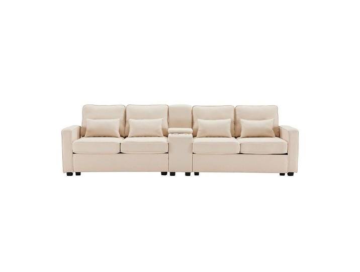 Sytifro 4-Sitzer Modernes 4-Sitzer-Sofa aus Leinenstoff mit Konsole, 2 Getränkehaltern, 2 USB-Anschlüssen zum Aufladen mit Kabel, mit Armlehnentaschen und 4 Kissen, Einfaches Sofa für Wohnzimmer, Wohnung, Büro Sytifro 4-Sitzer Modernes 4-Sitzer-Sofa aus Leinenstoff mit Konsole, 2 Getränkehaltern, 2 USB-Anschlüssen zum Aufladen mit Kabel, mit Armlehnentaschen und 4 Kissen, Einfaches Sofa für Wohnzimmer, Wohnung, Büro von OTTO