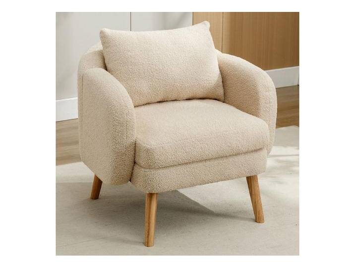 Sytifro Esszimmersessel Moderner, schlichter Teddy-Samt-Sessel mit Kissen (Einzelner Sofa-Sessel, Gepolsterter Sessel, Freizeit-Stuhl, Massivholz-Beinstuhl) von OTTO