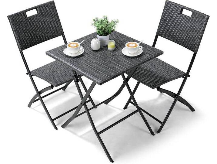 TLGREEN Balkonset Gartentisch- und Stuhlset, Gartenmöbel Set 3-teilige,Klappbar mit 2 Stühle und Tisch, grau, Grau TLGREEN Balkonset Gartentisch- und Stuhlset, Gartenmöbel Set 3-teilige,Klappbar mit 2 Stühle und Tisch, grau, Grau von OTTO