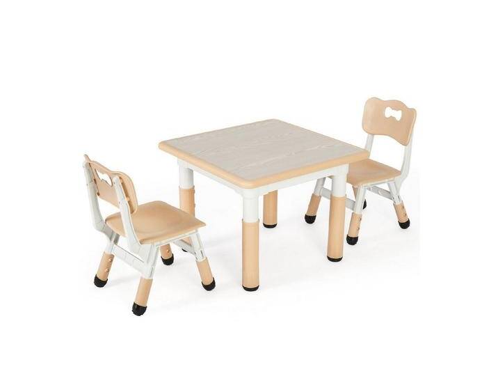 TLGREEN Kindersitzgruppe Kindertisch mit 2 Stühlen, (3-tlg), Kindermöbel Plastik, Sitzgruppe Höhenverstellbar, gelb, Gelb von OTTO