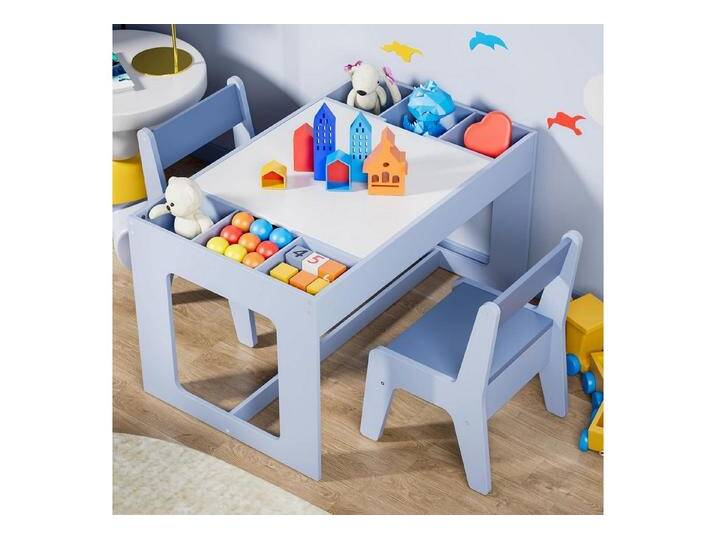 TLGREEN Kindertisch mit 2 Stühlen, Kindersitzgruppe (Kinder Tisch Stuhl Set mit wendbarer Tischplatte, 80 x 48 x 48 cm), Kinderschreibtisch für Schule, Kindertagesstätte, Kinderzimmer von OTTO