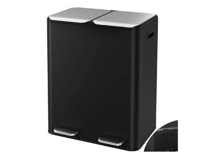 TLGREEN Mülleimer Mülltrennsystem,2 Fächer, 2 x 30 Liter Treteimer mit Geruchsfilter, Metall Mülltrennsystem für Küche Büro, schwarz, Schwarz von OTTO
