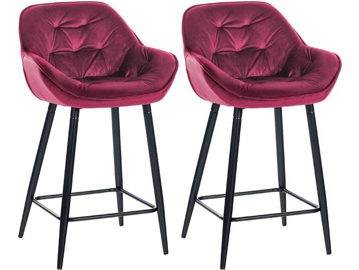 TPFLiving Barhocker 2er Set (Barstuhl - Hocker für Küche - stabiles Vierfußgestell), Thekenstuhl mit bequemer Sitzfläche: Samt lila, lila von OTTO