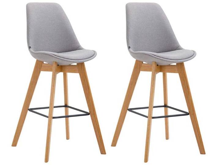 TPFLiving Barhocker 2er Set (Barstuhl - Hocker für Küche - stabiles Vierfußgestell), Thekenstuhl mit bequemer Sitzfläche: Stoff grau, grau, grau von OTTO