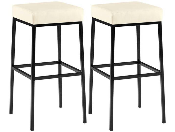 TPFLiving Barhocker 2er Set (Barstuhl - Thekenhocker - Polsterhocker - Hocker für Küche), Gestell schwarz - Tresenhocker- Sitzfläche: Kunstleder creme, beige von OTTO