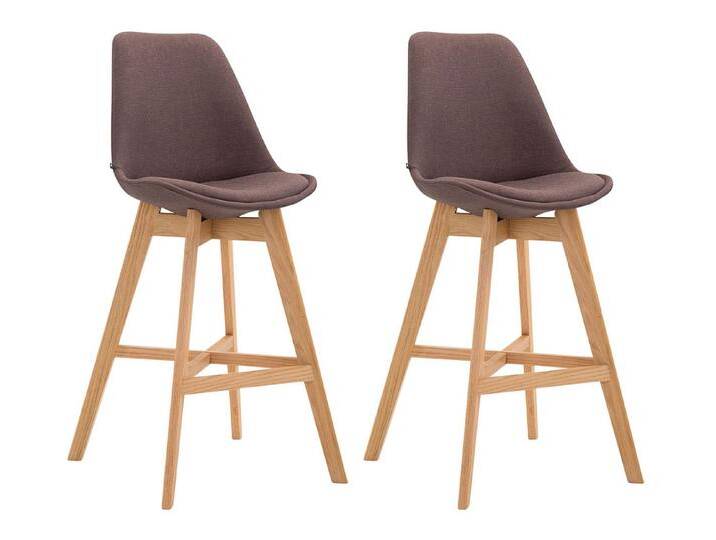 TPFLiving Barhocker 2er Set (Set, 2 St., Barstuhl - Thekenhocker - Tresenhocker - Hocker für Küche), 4-Fuß Gestell Holz Natur - Sitzfläche: Stoff Braun, braun von OTTO