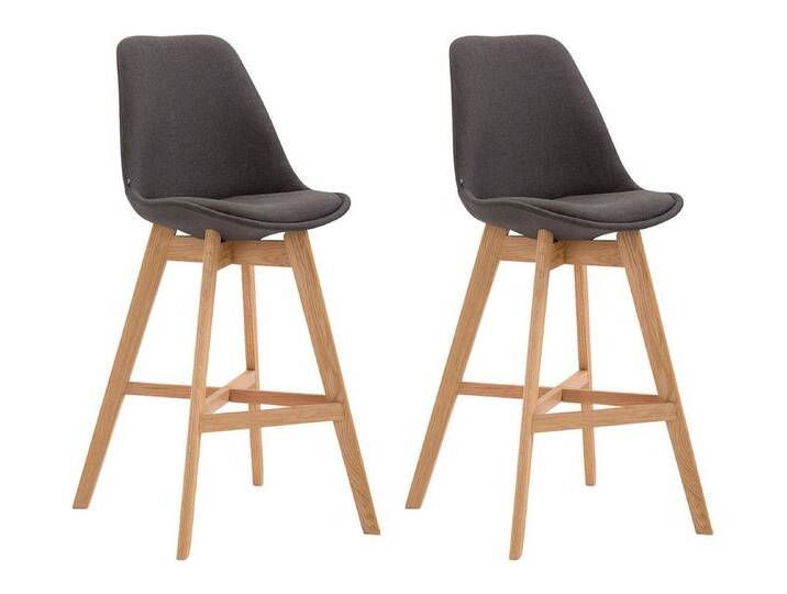 TPFLiving Barhocker 2er Set (Set, 2 St., Barstuhl - Thekenhocker - Tresenhocker - Hocker für Küche), 4-Fuß Gestell Holz Natur - Sitzfläche: Stoff Dunkelgrau, grau von OTTO