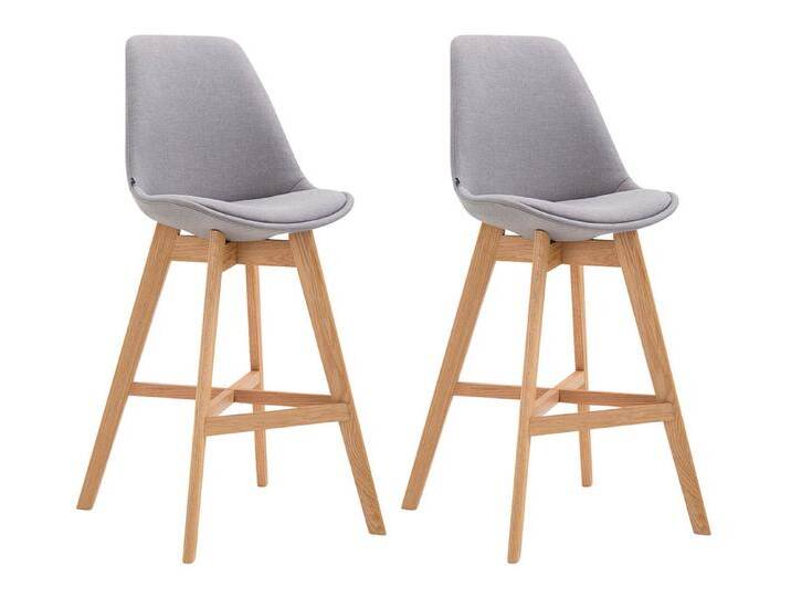 TPFLiving Barhocker 2er Set (Set, 2 St., Barstuhl - Thekenhocker - Tresenhocker - Hocker für Küche), 4-Fuß Gestell Holz Natur - Sitzfläche: Stoff Grau, grau von OTTO