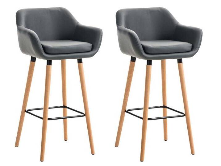 TPFLiving Barhocker 2er Set (Set, 2 St., Barstuhl - Thekenhocker - Tresenhocker - Hocker für Küche), Tresenhocker 4-Fuß Gestell Holz - Sitzfläche: Kunstleder Grau, grau von OTTO