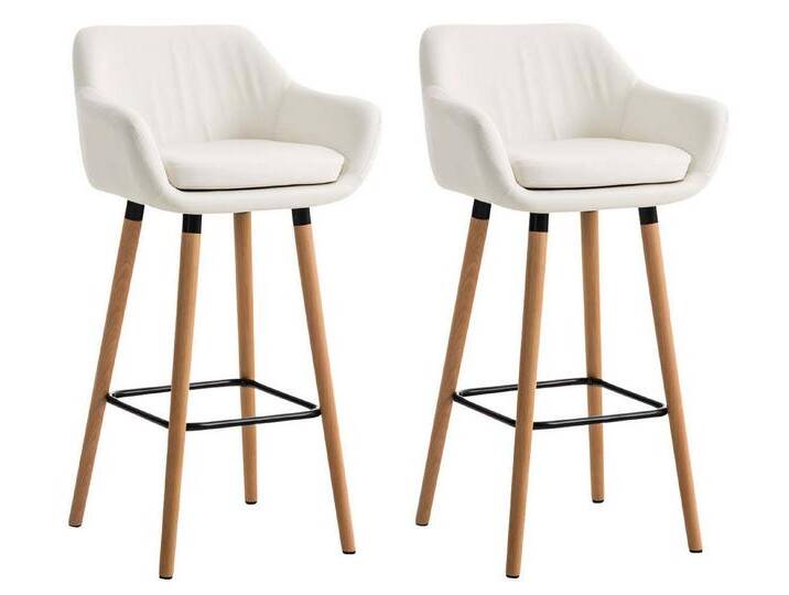 TPFLiving Barhocker 2er Set (Set, 2 St., Barstuhl - Thekenhocker - Tresenhocker - Hocker für Küche), Tresenhocker 4-Fuß Gestell Holz - Sitzfläche: Kunstleder Weiß, weiß von OTTO