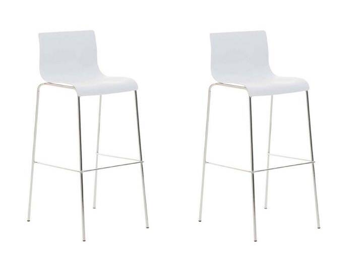 TPFLiving Barhocker 2er Set (Set, 2 St., mit Fußstütze - Hocker für Küche - Tresenhocker), Gestell Metall Chrom - Sitzfläche: Kunststoff Weiß, weiß von OTTO