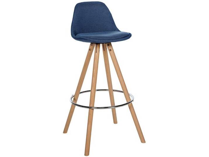 TPFLiving Barhocker Holz (Barstuhl - Hocker für Küche - stabiles), Thekenstuhl mit bequemer Sitzfläche: Stoff blau, blau von OTTO