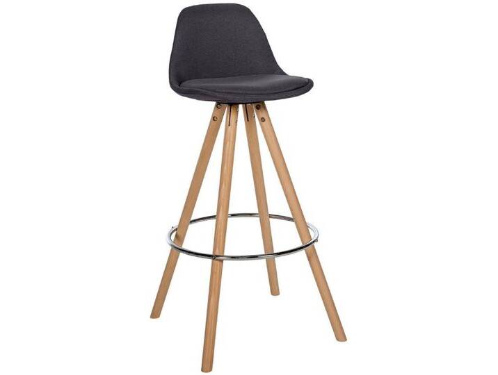 TPFLiving Barhocker Holz (Barstuhl - Hocker für Küche - stabiles), Thekenstuhl mit bequemer Sitzfläche: Stoff dunkelgrau, grau von OTTO