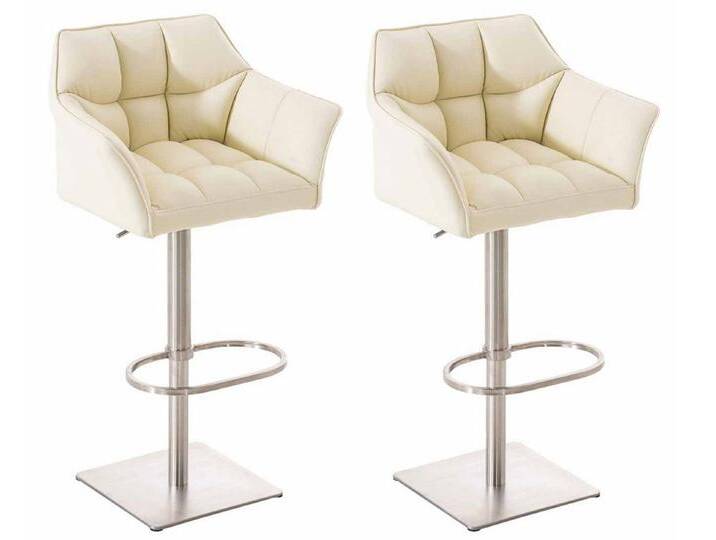 TPFLiving Barhocker höhenverstellbar (Barstuhl - Hocker für Küche - stabiles Drehgestell), Thekenstuhl mit bequemer Sitzfläche: Kunstleder creme, beige von OTTO