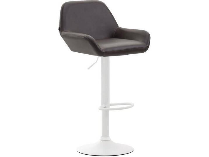 TPFLiving Barhocker höhenverstellbar (Barstuhl - Thekenhocker - Hocker für Küche - Sitzfläche 360° drehbar), Gestell Metall weiß - Sitzfläche: Kunstleder Braun, braun von OTTO