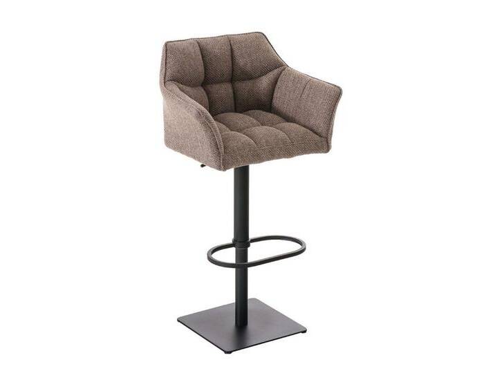 TPFLiving Barhocker höhenverstellbar (Barstuhl mit Rückenlehne - Hocker für Küche), 360° drehbar - Metall schwarz matt - Sitzfläche: Stoff Terrabraun, braun von OTTO