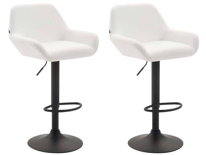 TPFLiving Barhocker höhenverstellbar (Set, 2 St., Barstuhl - Thekenhocker - Hocker für Küche - Sitzfläche 360° drehbar), Gestell Metall schwarz matt - Sitzfläche: Kunstleder Weiß, weiß von OTTO