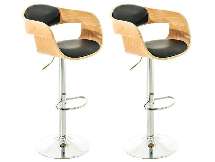 TPFLiving Barhocker höhenverstellbar (Set, 2 St., Barstuhl mit Rückenlehne - Hocker für Küche), 360° drehbar - Metall mit Chromoptik - Sitz: Kunstleder Natura/Schwarz, schwarz von OTTO