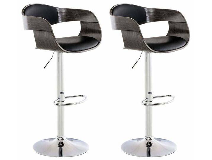 TPFLiving Barhocker höhenverstellbar (Set, 2 St., Barstuhl mit Rückenlehne - Hocker für Küche), 360° drehbar - Metall mit Chromoptik - Sitz: Kunstleder Schwarz/Grau, grau schwarz von OTTO