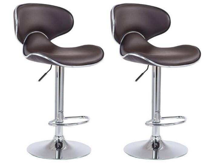 TPFLiving Barhocker höhenverstellbar (Set, 2 St., Barstuhl mit Rückenlehne- - Thekenhocker - Hocker für Küche), 360° drehbar - Gestell: Metall chrom - Sitzfläche: Kunstleder Braun, braun von OTTO