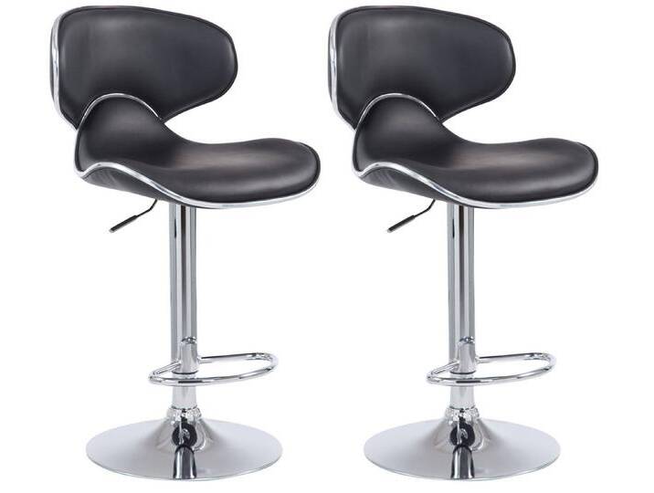 TPFLiving Barhocker höhenverstellbar (Set, 2 St., Barstuhl mit Rückenlehne- - Thekenhocker - Hocker für Küche), 360° drehbar - Gestell: Metall chrom - Sitzfläche: Kunstleder Schwarz, schwarz von OTTO