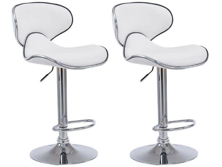 TPFLiving Barhocker höhenverstellbar (Set, 2 St., Barstuhl mit Rückenlehne- - Thekenhocker - Hocker für Küche), 360° drehbar - Gestell: Metall chrom - Sitzfläche: Kunstleder Weiß, weiß von OTTO