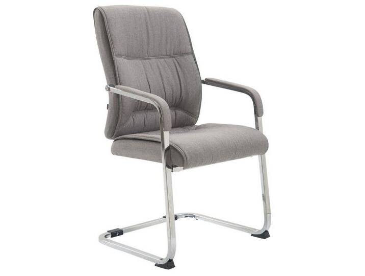 TPFLiving Besucherstuhl Anobo mit hochwertig gepolsterter Sitzfläche - Konferenzstuhl (Küchenstuhl - Esszimmerstuhl - Wohnzimmerstuhl), Gestell: Metall chrom - Sitzfläche: Stoff grau von OTTO