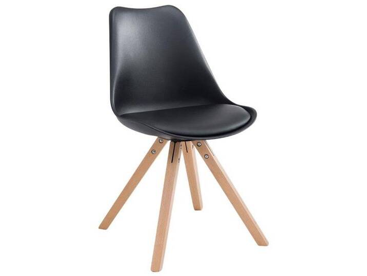 TPFLiving Besucherstuhl Toulon mit hochwertig gepolsterter Sitzfläche - Konferenzstuhl (Küchenstuhl - Esszimmerstuhl - Wohnzimmerstuhl), Gestell: Buchenholz Natura square - Sitzfläche: Kunstleder Schwarz von OTTO