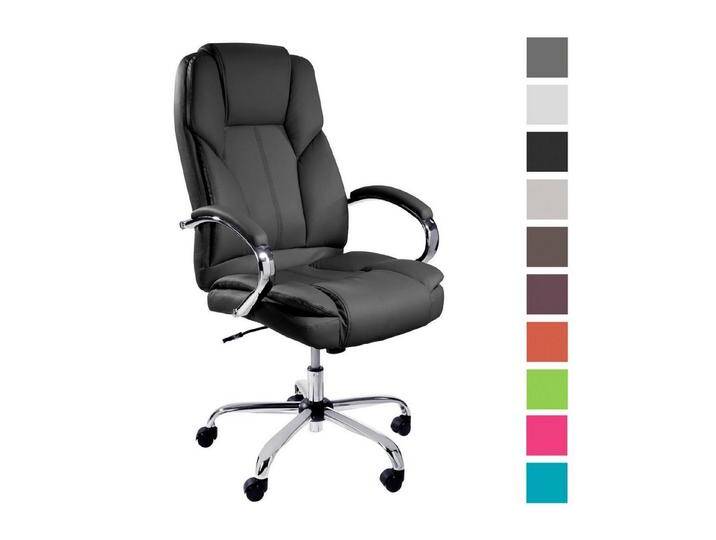 TPFLiving Chefsessel Dallas mit abgebremsten Rollen (XXL Bürostuhl ergonomisch gepolsterter Schreibtischstuhl), Drehstuhl aus Kunstleder, Belastbarkeit bis 215kg - Schwarz von OTTO