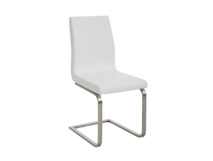 TPFLiving Esszimmerstuhl Belfast mit hochwertig gepolsterter Sitzfläche - Konferenzstuhl (Küchenstuhl - Wohnzimmerstuhl - Freischwinger), Gestell: Metall Edelstahl matt gebürstet - Sitzfläche: Kunstleder weiß von OTTO