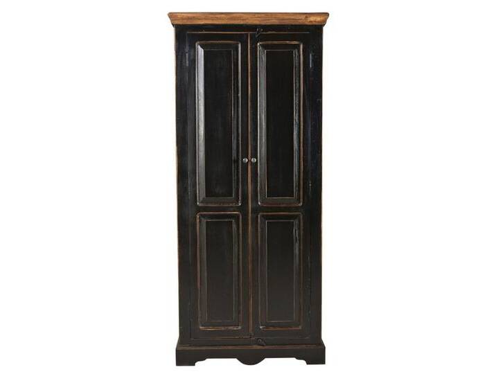 TPFLiving Garderobenschrank Auburn - aus schwarzem Mangoholz (antikes Design - mit honigfarbener Deckplatte, Designer Schrank - Wohnzimmerschrank - Mehrzweckschrank) Produktlinie: Washington - Breite: 80 cm, Höhe: 180 cm von OTTO