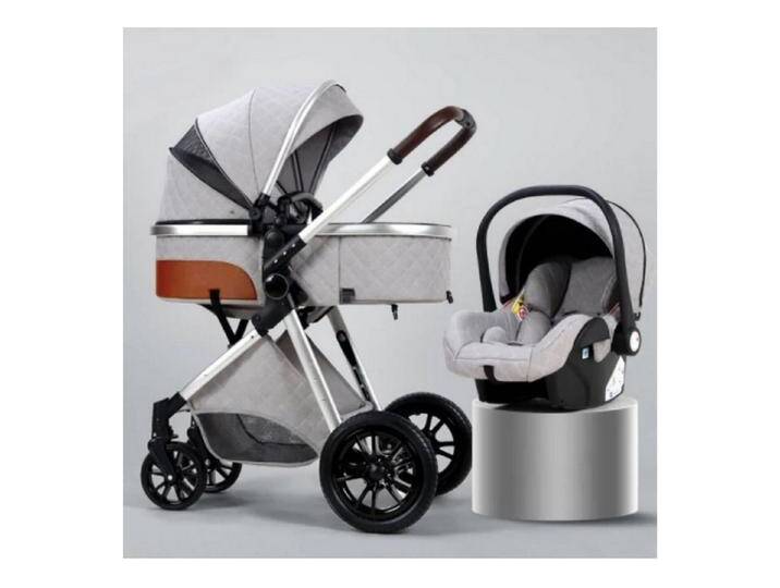 TPFLiving Kombi-Kinderwagen Babyschale Baby Buggy Babywanne Windeltasche, Moskitonetz Regenschutz Kinderwagen 3 in 1 inkl. Zubehörset Hellgrau, grau von OTTO