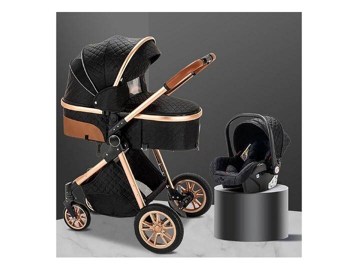 TPFLiving Kombi-Kinderwagen Babyschale Baby Buggy Babywanne Windeltasche, Moskitonetz Regenschutz Kinderwagen 3 in 1 inkl. Zubehörset Schwarz, schwarz von OTTO