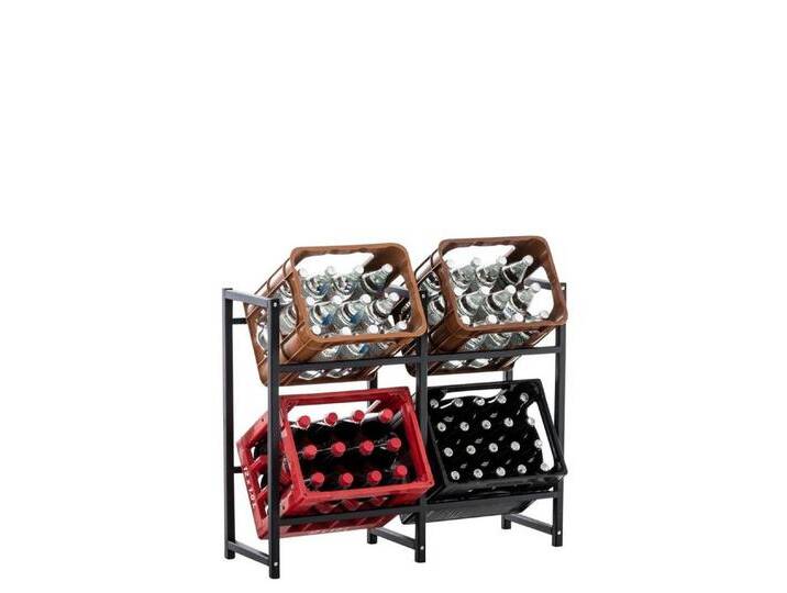 TPFLiving Standregal Getränkekistenständer Lenny - Getränkeregal für 4 Kisten in schwarz, Kastenständer für Getränkekisten - Flaschenregal, Getränkekistenregal mit den Maßen (HxB xT): 75 x 91 x 31 cm von OTTO