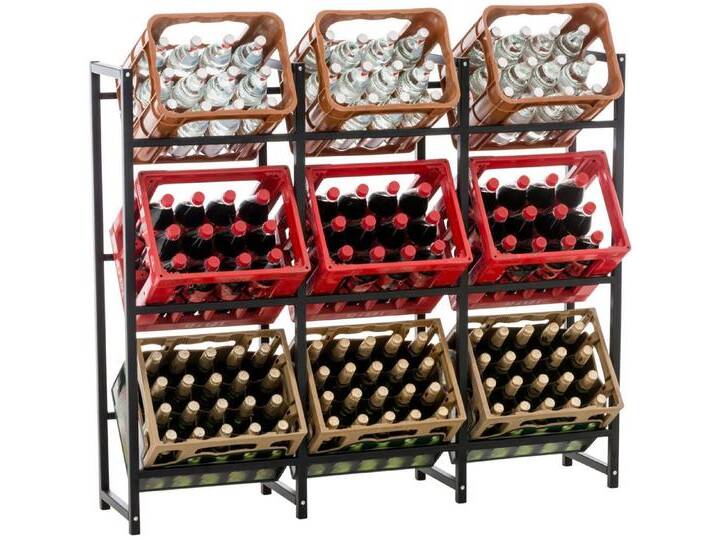 TPFLiving Standregal Getränkekistenständer Lenny - Getränkeregal für 9 Kisten in schwarz, Kastenständer für Getränkekisten - Flaschenregal, Getränkekistenregal mit den Maßen (HxB xT): 116 x 135 x 31 cm von OTTO