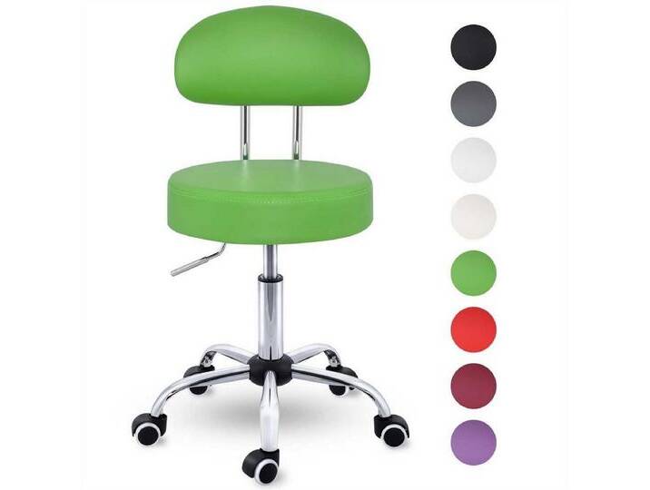 TRESKO Drehhocker Rollhocker mit Lehne, Arbeitshocker höhenverstellbar 47-60 cm, Bürostuhl mit Rollen Hocker Drehstuhl Kosmetikhocker, grün, Grün von OTTO