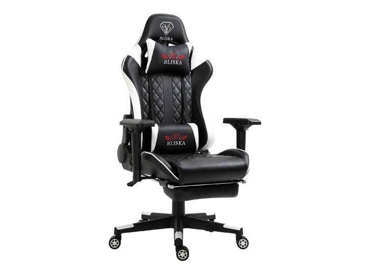TRISENS Chefsessel Harold (1 Stück), Gaming Stuhl mit Fußstütze und 4D-Armlehnen Bürostuhl im Racing-Design, schwarz, Schwarz/Weiß von OTTO