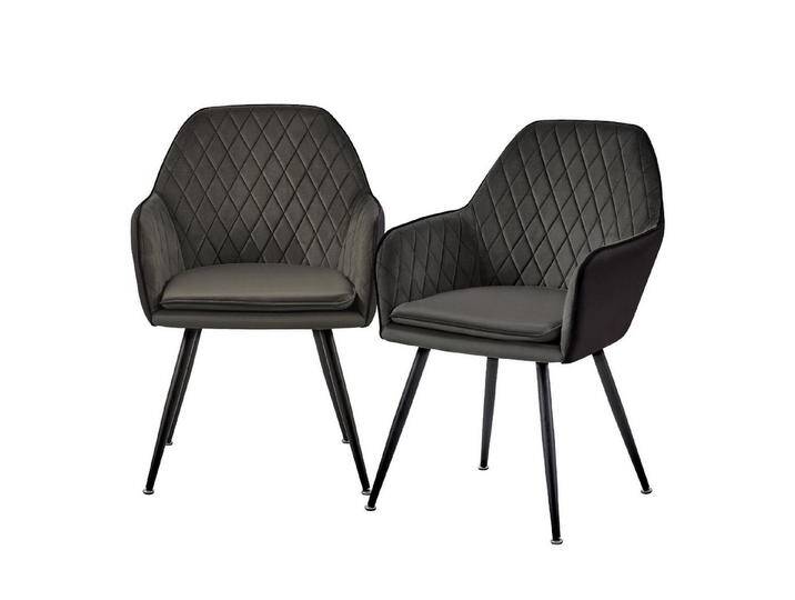 TRISENS Esszimmerstuhl (2 St), Armlehnenstuhl mit abgestepptem Bezug Essstuhl in Samt- und Lederoptik, braun, 2 St., Dunkelbraun von OTTO