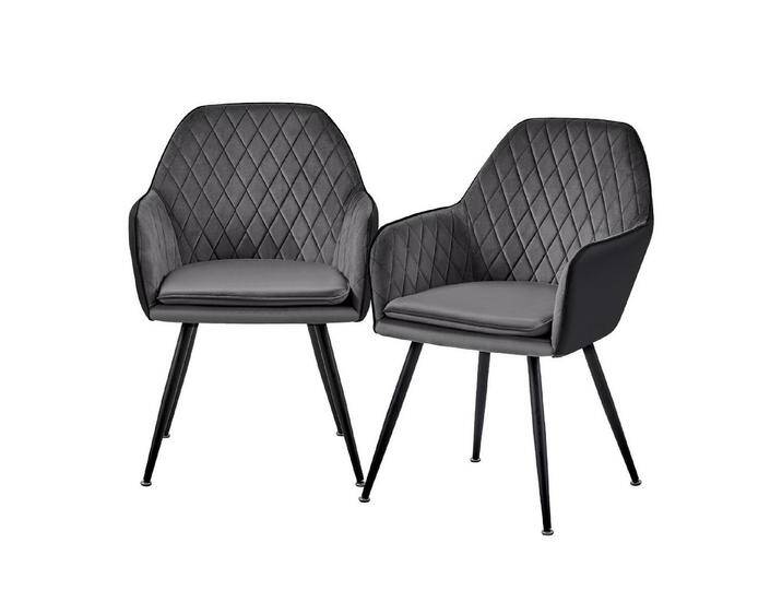 TRISENS Esszimmerstuhl (2 St), Armlehnenstuhl mit abgestepptem Bezug Essstuhl in Samt- und Lederoptik, grau schwarz, 2 St., Schwarz-Dunkelgrau von OTTO