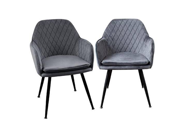 TRISENS Esszimmerstuhl (Stück, 2 St), Armlehnenstuhl mit abgestepptem Samtbezug Loungesessel in Steppoptik, grau, 2 St., Dunkelgrau von OTTO