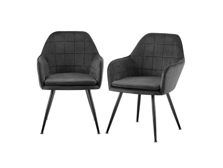 TRISENS Esszimmerstuhl (Stück, 2 St), Armlehnenstuhl mit abgestepptem Samtbezug Loungesessel in Steppoptik, grau, 2 St., Dunkelgrau von OTTO